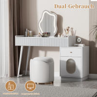 Juego de tocador Blanco para Dormitory with Tres amplios bolsitos y una Puerta-Dimensiones: A100/H75/D40 cm (sin taburete) - details 1