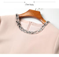 Vestido A-Line Elegante Para Mujer EVNISI Con Bordado En Cuello O Y Mangas Cortas Slim Office Lady Casual Para Oficina Y Fiestas - details 15