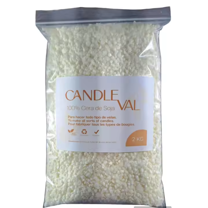 Candleval 2 kg Cera de soja de bajo punto de fusión en pequeñas perlas para hacer velas en vasos y todo tipo de botes apta para derretir en microondas - 1
