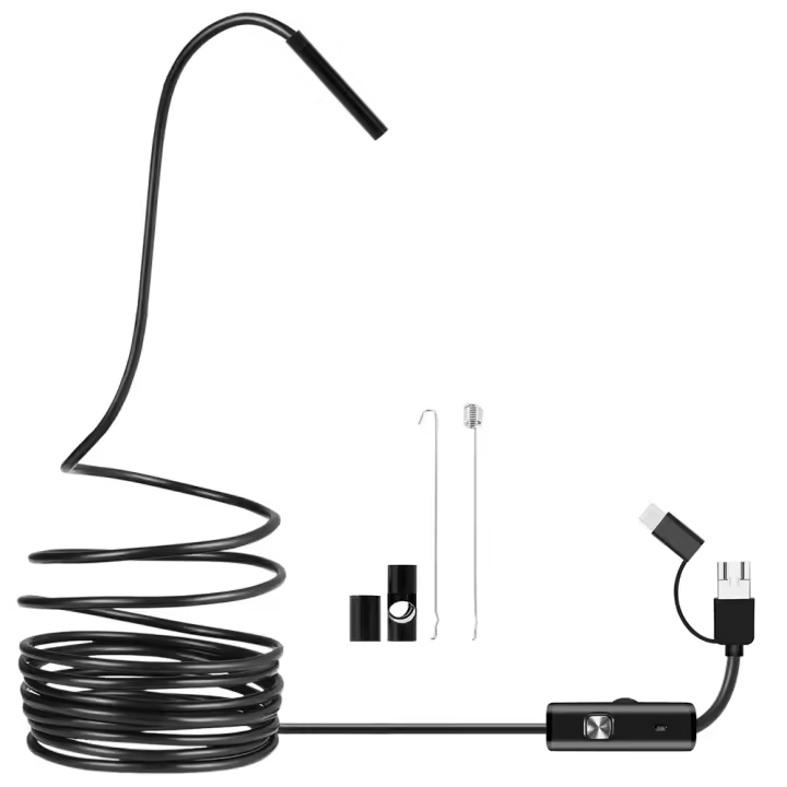 Cámara De Endoscopia Industrial 5.5mm Flexible Mini Snake Para Automóviles Y Prensa 3 En 1 Para Android Y PC Visión Infrarroja 640x480 - 1