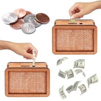 Caja De Dinero De Madera En Forma De Cerdo Con Objetivo De Ahorro Y Cajas De Números Para Monedas Euro Varios Tamaños Disponibles - details 2