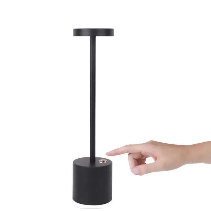 BSR alambre Modern Luz de badería 3 Modos de color Lámpara de Mesa LED recargable 3600mAh Lámpara de escritorio LED en Diseño de metal Carga USB para exterior, Terraza, restorante Negro toque El botón SSITO - 1