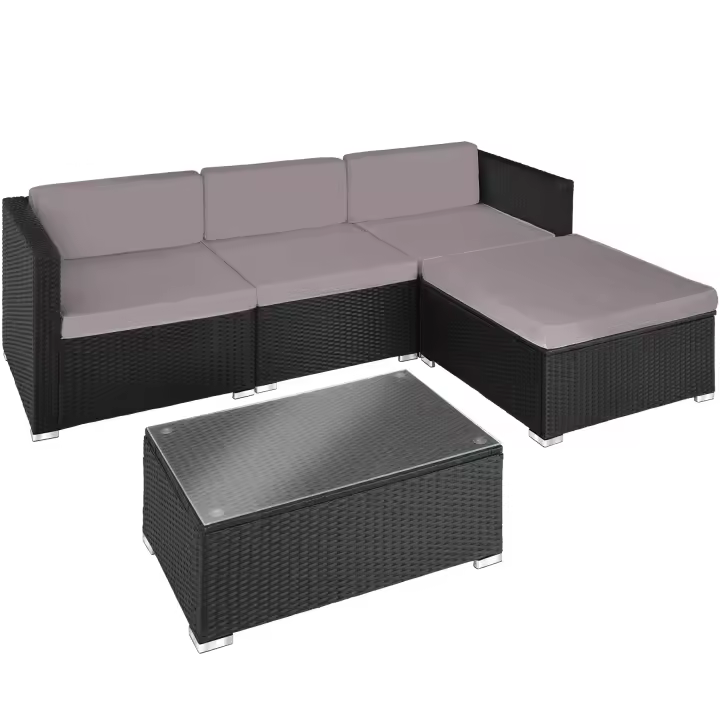 Tectake - Conjunto de ratán FLORENZ | Diseño elegante y atractivo | Cojines extraíbles y muy cómodos | Bastidor sólido de acero - 1