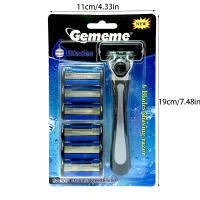 Afeitadora Manual Para Hombres Con 6 Capas De Cuchillas Herramienta De Eliminación De Pelo Facial Afeitadora De Seguridad - details 3