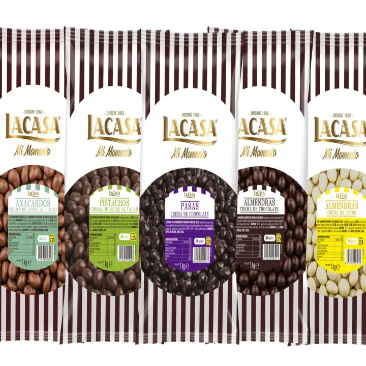Lacasa pack 5kg deliciosas bolas de frutos secos con chocolate: Pasas de Corinto Negro,Almendra Negro,Almendra Blanco,Anacardo leche,Pistachos Leche - 1