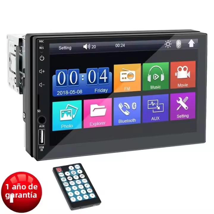 Reproductor Multimedia MP5 Para Coche 1 Din Pantalla Táctil De 7 Pulgadas FM ISO Entrada De Poder Aux Bluetooth USB Mirror Link Universal Autoradio - 1