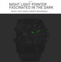 Reloj De Pulsera Para Hombre Oulm Tamaño Grande Con Correa De Cuero Deporte Al Aire Libre Múltiples Zonas Reloj Casual - details 6