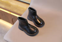 Botas De Moda Para Niños 2024 Calzado Invernal Cálido Para Niñas Y Niños Cuero PU Impermeable Casual De Alta Calidad Retro - details 8