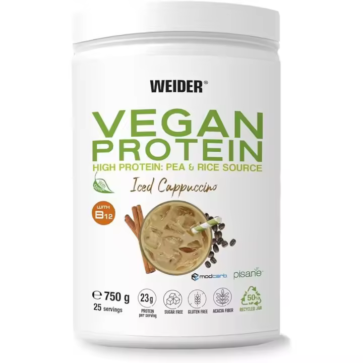Weider Vegan Protein - High Protein: Pea & Rice Source - 750 grs Iced Capuccino - 1
