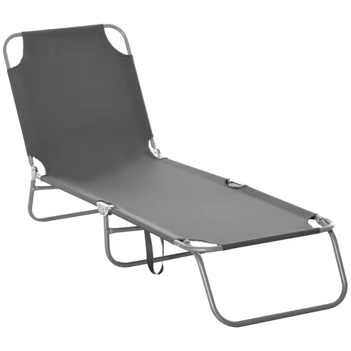 Outsunny Tumbona Plegable Tumbona de Jardín con Respaldo Ajustable en 5 Posiciones Carga 120 kg para Terraza Piscina Playa 187x55x24 cm - 1