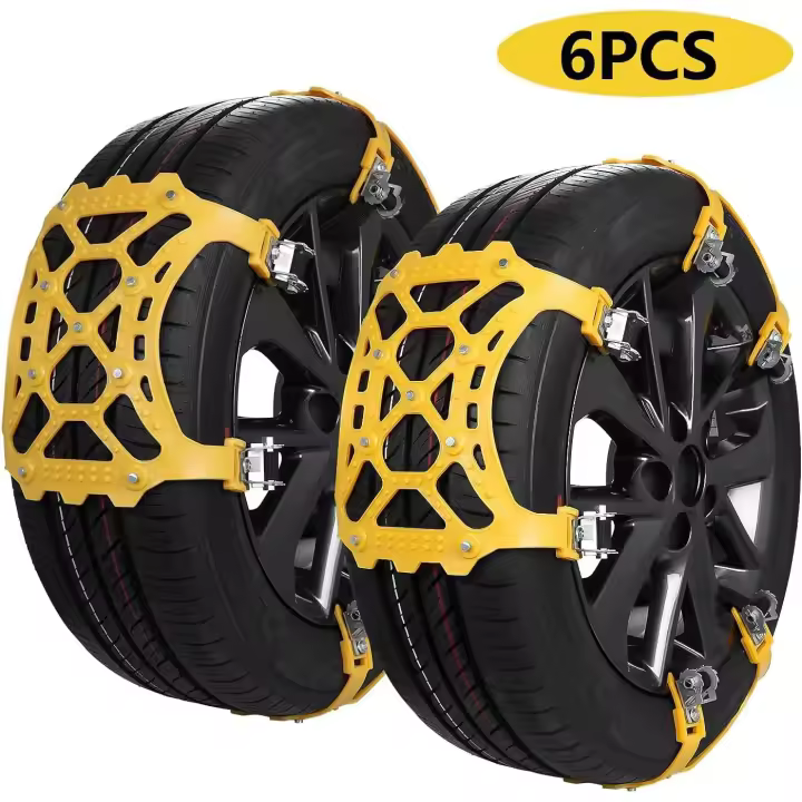 Cadenas de nieve, cadenas de nieve para automóvil, 6 piezas, cadenas de seguridad antideslizantes para neumáticos de automóvil, camión y todoterreno, se adaptan a neumáticos de 165 a 285 mm de ancho (6,5 a 11,23 pulgadas) - 1