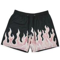 Shorts De Baloncesto Y Running Para Hombre 2023 Malla Transpirable Quick-Drying Estilo Casual Estampado De Llama Pantalones De Verano - details 7