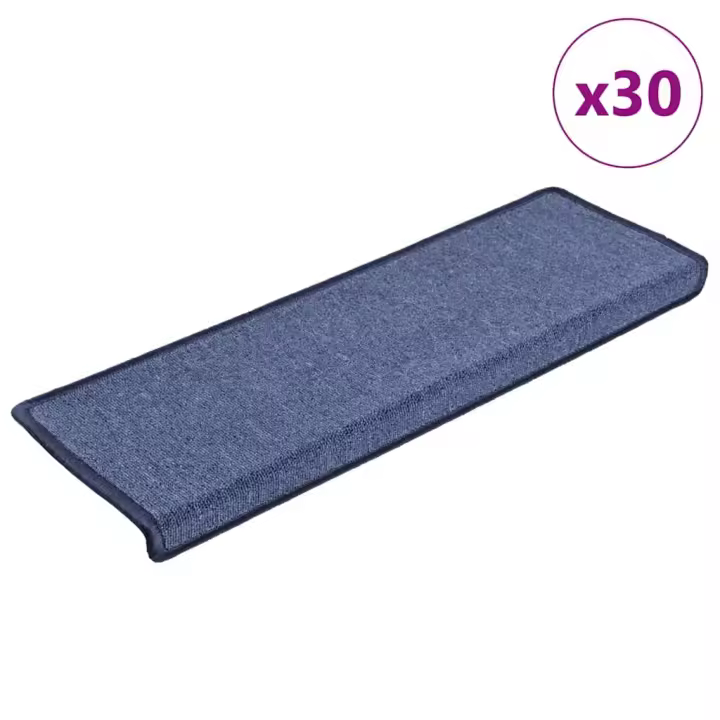 vidaXL Alfombrilla escalera 30 uds 65x25 cm azul - 1