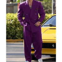Traje Formal Para Hombre Doble Botón Boda 2 Piezas Traje De Moda Con Pantalones Estilo Casual Material COTTON Polyester Wool - details 4