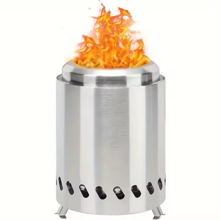Estufa De Acero Inoxidable Para Fogata Al Aire Libre Hornear Leña Quemador De Leña Portátil Brasero Sin Humo Para Camping - 1