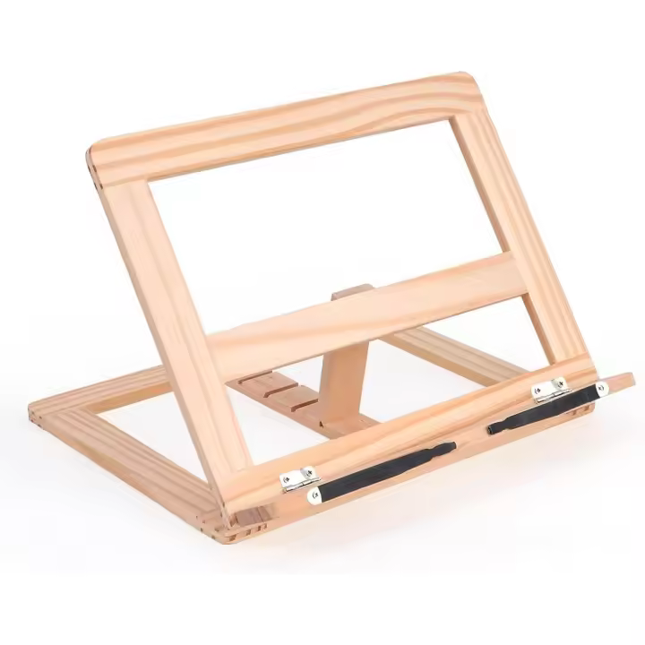Soporte de madera ajustable para libros, soporte para libros de cocina, escritorio de lectura - 1