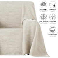 Vipalia -  Plaid Multiusos. Fundas para Sofa. Mantas para Cama. Plaid Multiusos para Sofa Cama Chaise Longue. Modelo Trama mini rayas - details 4