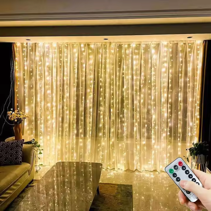 Guirnalda De Luces LED Para Cortina 6/3M Con Control Remoto Y USB Decoración Para Navidad Halloween Casa Habitación - 1
