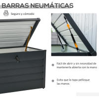 Outsunny Arcón Exterior Capacidad 311L Baúl de Almacenaje de Acero con Cerradura Llave Pistones Neumáticos para Jardín Terraza Patio 120x62x62 cm Gris Oscuro - details 4