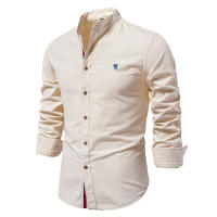 Camisa De Algodón AIOPESON Para Hombre Estilo Casual De Cuello En V Manga Larga Color Sólido Calidad Superior Primavera Y Verano - details 4