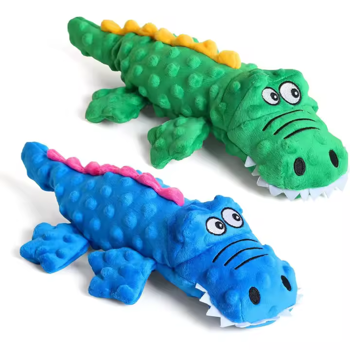 Juguetes de Plush chirriantes para Perros, juguetes de Plush arrugados para la dentición de perros, juguetes Interactivos duraderos para la dentición de perros, juguetes Interactivos duraderos para Masticar Perros, Cocodrilo - 1