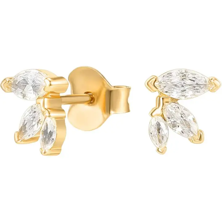 Constellation Ear Climbers | 3 Stone Ear Crawler Pendientes para Mujer Gold Amarillo - 1