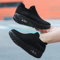 Zapatillas De Plataforma Para Mujer Color Beige Y Negro Talla Grande Casual Zapatillas De Correr Trendy Vulcanizadas - details 3