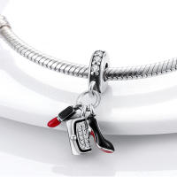 Perlas De Perfume Para Mujer Plata Esmaltada Colgante De Zapatos Altos Y Lápiz Labial Para Pulsera DIY Joyería - details 8