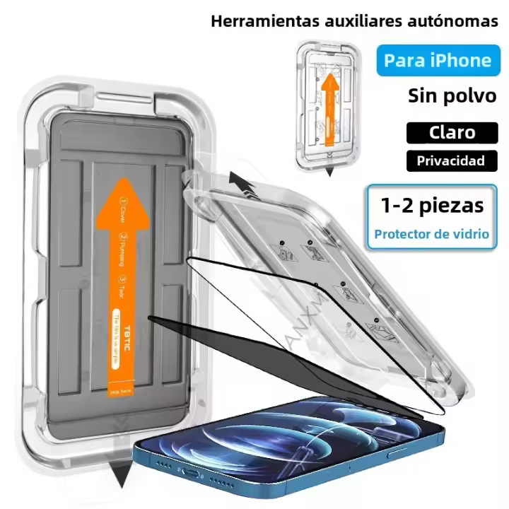 1-2Pcs Vidrio Templado De Privacidad Para iPhone 14 15 16 plus 13 12 11 pro Max XS Min Protector De Pantalla Libre De Polvo Instalación Fácil - 1