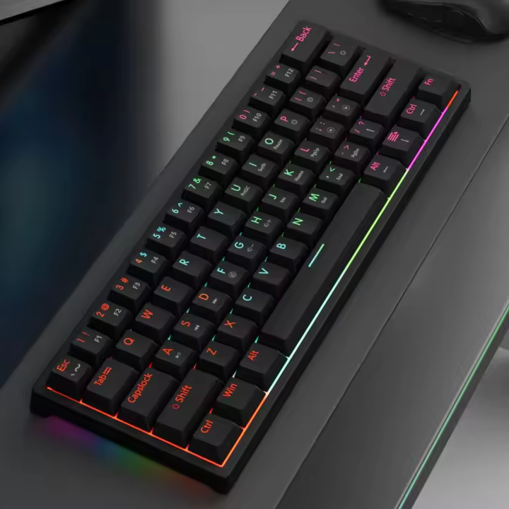 Teclado Mecánico De Juego USB MUCAI MK61 61 Teclas Cable Desmontable RGB Retroiluminado Intercambiable Caliente Rojo - 1