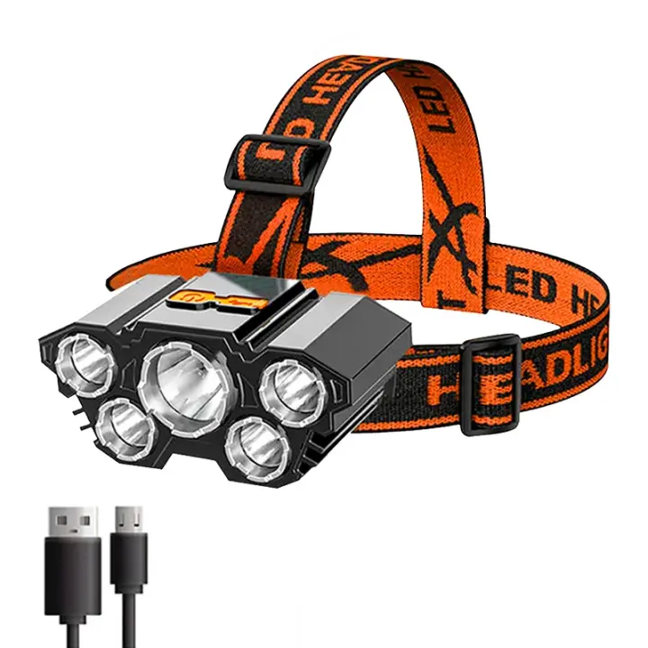 Linterna Frontal LED Recargable Con Batería 18650 Fuerte Para Camping Aventura Pesca Luz De Cabecera Impermeable Con Modos Alto/Medio/Bajo - 1