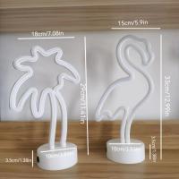 2pcs Luz LED Neón Para Flamencos Y Palmeras, Alimentada Por USB/baterías, Luces Decorativas Para Habitación Cumpleaños Fiesta De Verano Modernas - details 2