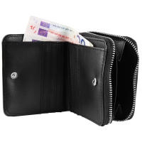 Cartera de mujer con cremallera,  imitación cuero, de color negro, formato 10/11 cm - details 0