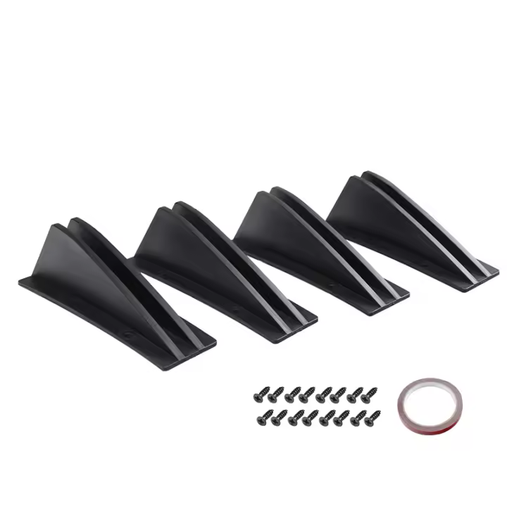 Nuevo 4PcsSpoiler De Parachoques Trasero Universal Para Coche Protección Del Parachoques Anticolisión Diseño Curvo Color Fibra De Carbono Negro - 1