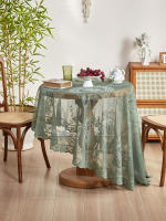 Mantel Redondo De Encaje Verde Con Espejo Florido Para Decoración De Comedor Y Sala De Estar Estilo Pastoral Material Poliéster - details 2
