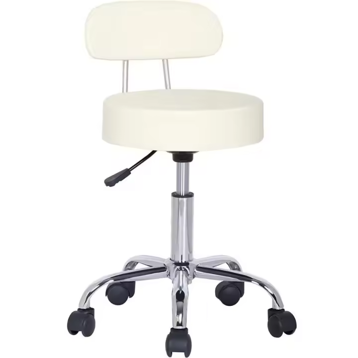 TABURETE GIRATORIO CON RESPALDO ALTURA  REGULABLE,SILLA GIRETORIO CON ESPALDA PARA MANICURA,SALON,PELUQUERIA,MEDICOS Y ESTETICAS - 1