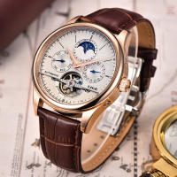 Reloj De Pulsera Para Hombre LIGE Clásico Retro Automático De Cuero Genuino Impermeable Militar Con Torbión Y Calendario Lunar - details 6