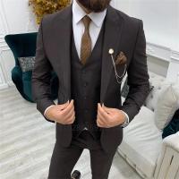 Traje Slim Fit Para Hombre 2024 Color Azul Marino Tuxedo De Boda Vestido Formal Para Cena Y Baile Traje De 3 Piezas (Blazer+Vest+Pantalones) Material COTTON Polyester Wool - details 3