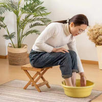 Taburete Plegable Para Exteriores Pequeño Y Portátil Mesa Lateral De Madera Para Salón De Estar Y Uso Doméstico - details 5
