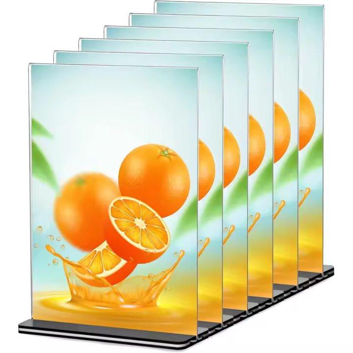 Paquete de 6 caracteres de acrílico A5 WITH BASE, soporte de exposición de acrílico de doble cara para cartel de menú para Oficina Hotel restorante Exposición Boda - 1
