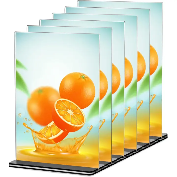 Paquete de 6 caracteres de acrílico A5 WITH BASE, soporte de exposición de acrílico de doble cara para cartel de menú para Oficina Hotel restorante Exposición Boda - 1