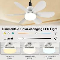Ventilador de techo con luz y mando a distancia, ventilador de techo luz con ventilador silencioso, E27, color y velocidad regulables, temporizador, 6 aspas para dormitorio (42 cm) - details 0
