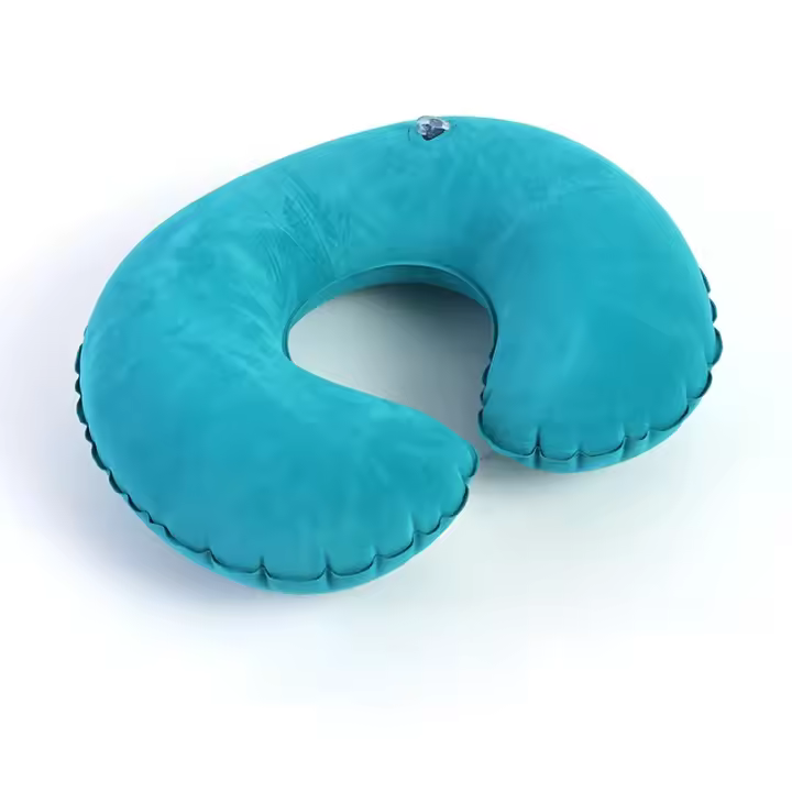 Almohada De Viaje Inflable En Forma De C Almohada De Cuello Portátil Cojín Redondo De PVC Para Descanso Corporal Y Viajes - 1