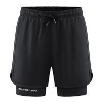 Shorts De Fitness Para Hombre Doble Capa 2 En 1 Deporte Entrenamiento En Gimnasio Quick Dry Running Verano Short De Dos Niveles - details 4