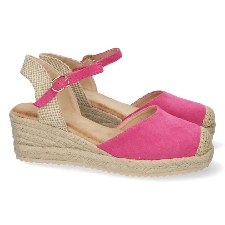 PuntoSalao Alpargatas de cuña baja para mujer color fucsia 1CF-1580 - 1