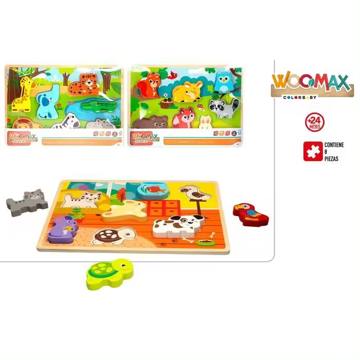 COLORBABY PUZZLE MADERA INSECTOS/MASCOTAS/ANIMALES WOOMAX 3 SURTIDO JUGUETE MADERA 2x29x21 Cms. - 1