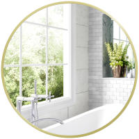 HOMCOM Espejo de Baño Espejo de Pared Espejo Decorativo con Marco de Aluminio y Gancho Fácil Instalación para Salón Entrada Pasillo Dorado - details 0