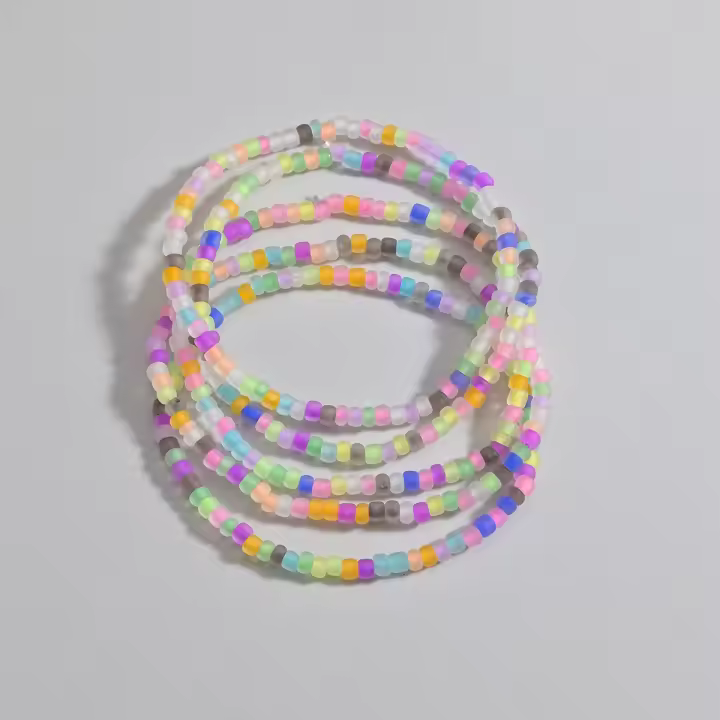 Juego De 4 Piezas De Cadena De Tobillo Para Mujer Colorido Luminoso Con Cuentas Multicolor Estilo Playa Moda Casual - 1