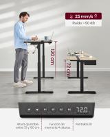 Escritorio eléctrico ajustable en altura, mesa de pie 60x140 cm, ajuste continuo, 4 memorias de altura, disponible en blanco, gris, marrón rústico o negro - details 8