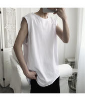 Camiseta De Hombre Sin Mangas De Color Sólido Casual Con Cuello Redondo Absorbente De Sudor Para Deporte En Verano - details 18